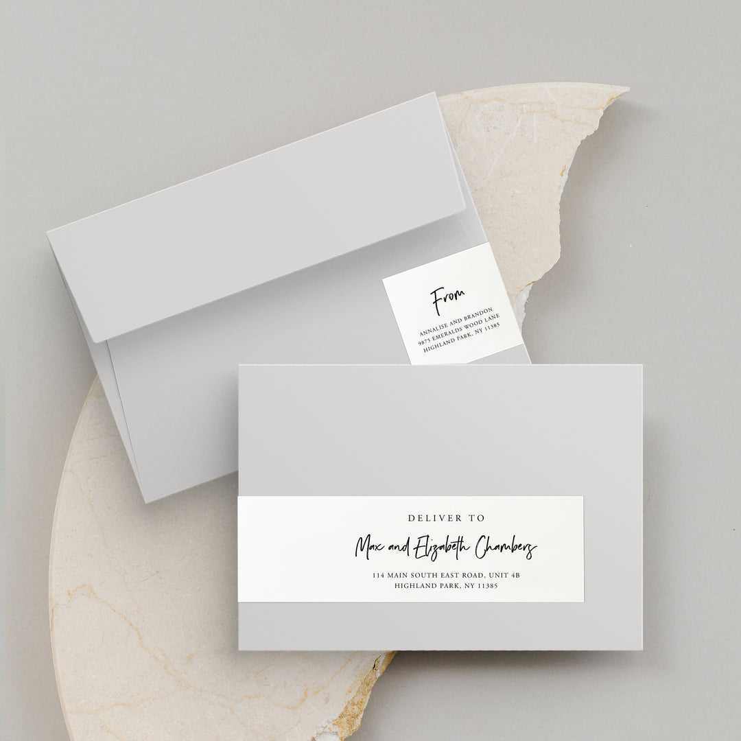Grey Envelopes with Wraparound Labels. The Wils Spirit Collection