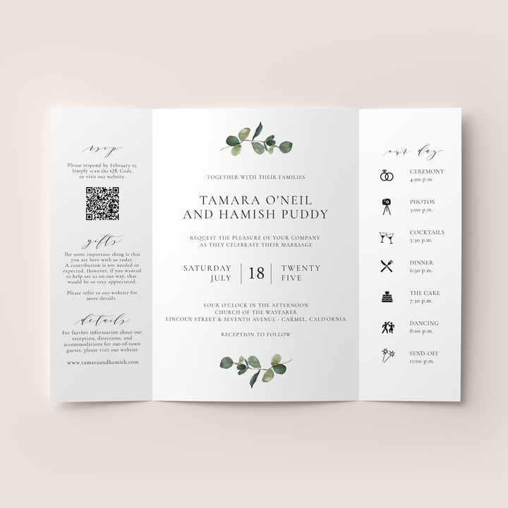 Eucalyptus Gatefold Wedding Invitation