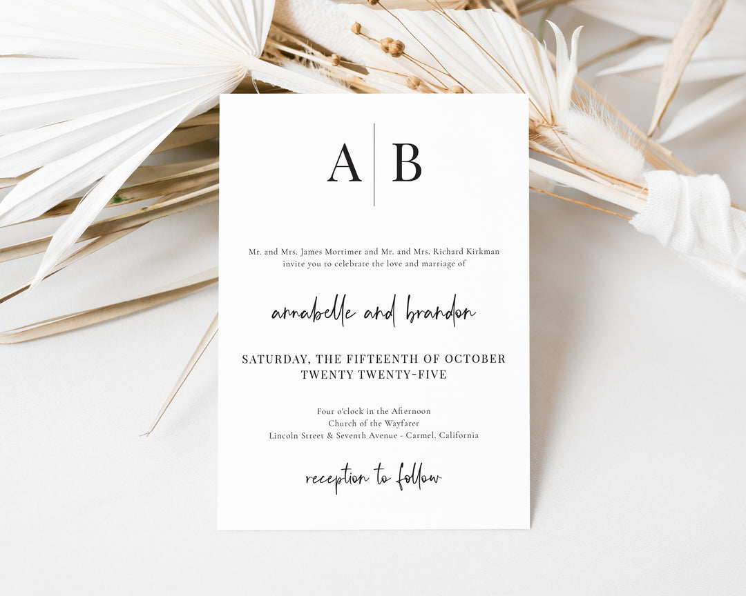 Modern Initials Wedding Invitation Suite