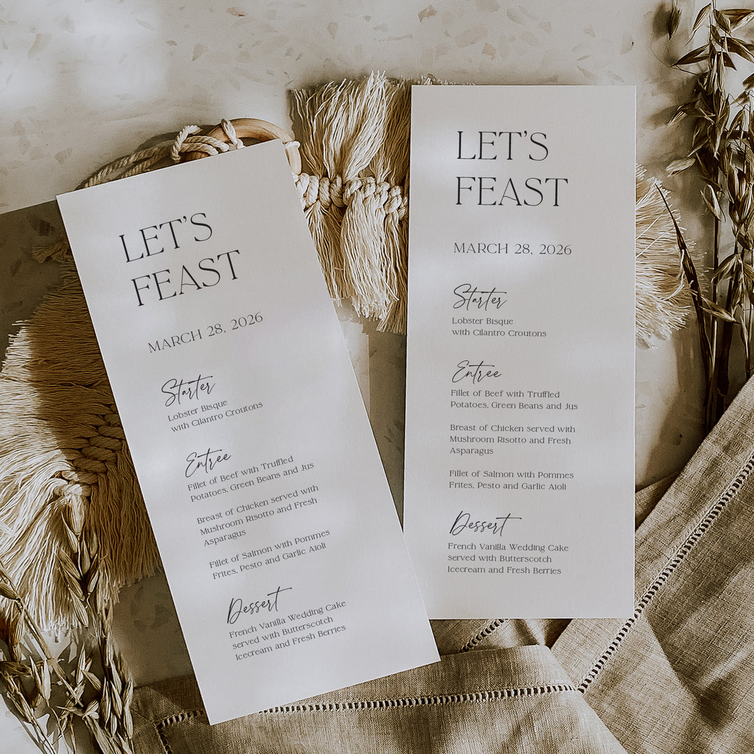 Bohemian Luxe Menu