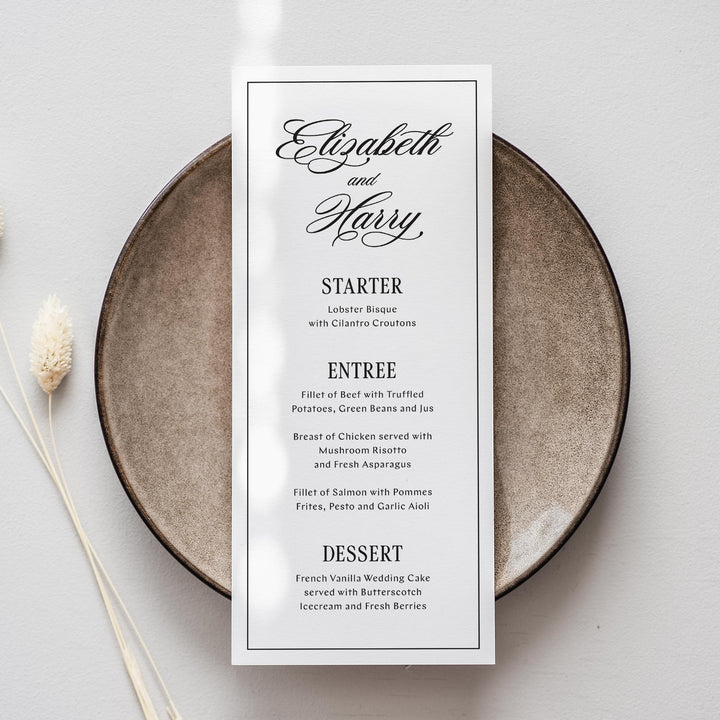 Mulholland Calligraphy Menu
