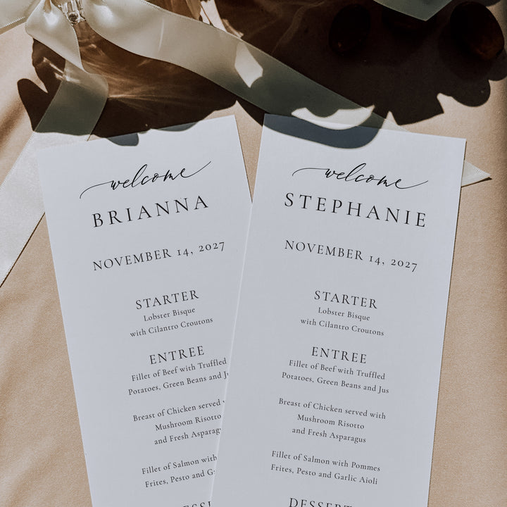 Classic Minimalist Guest Name Menu