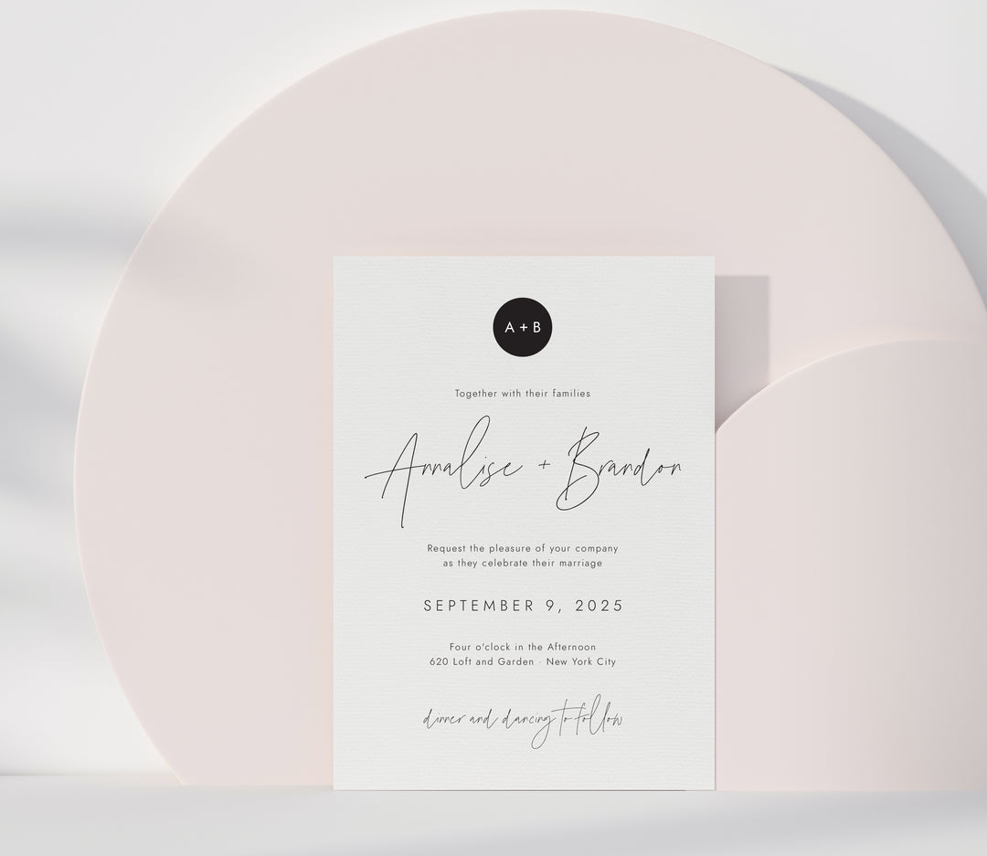 Modern Monogram Wedding Invitation Suite